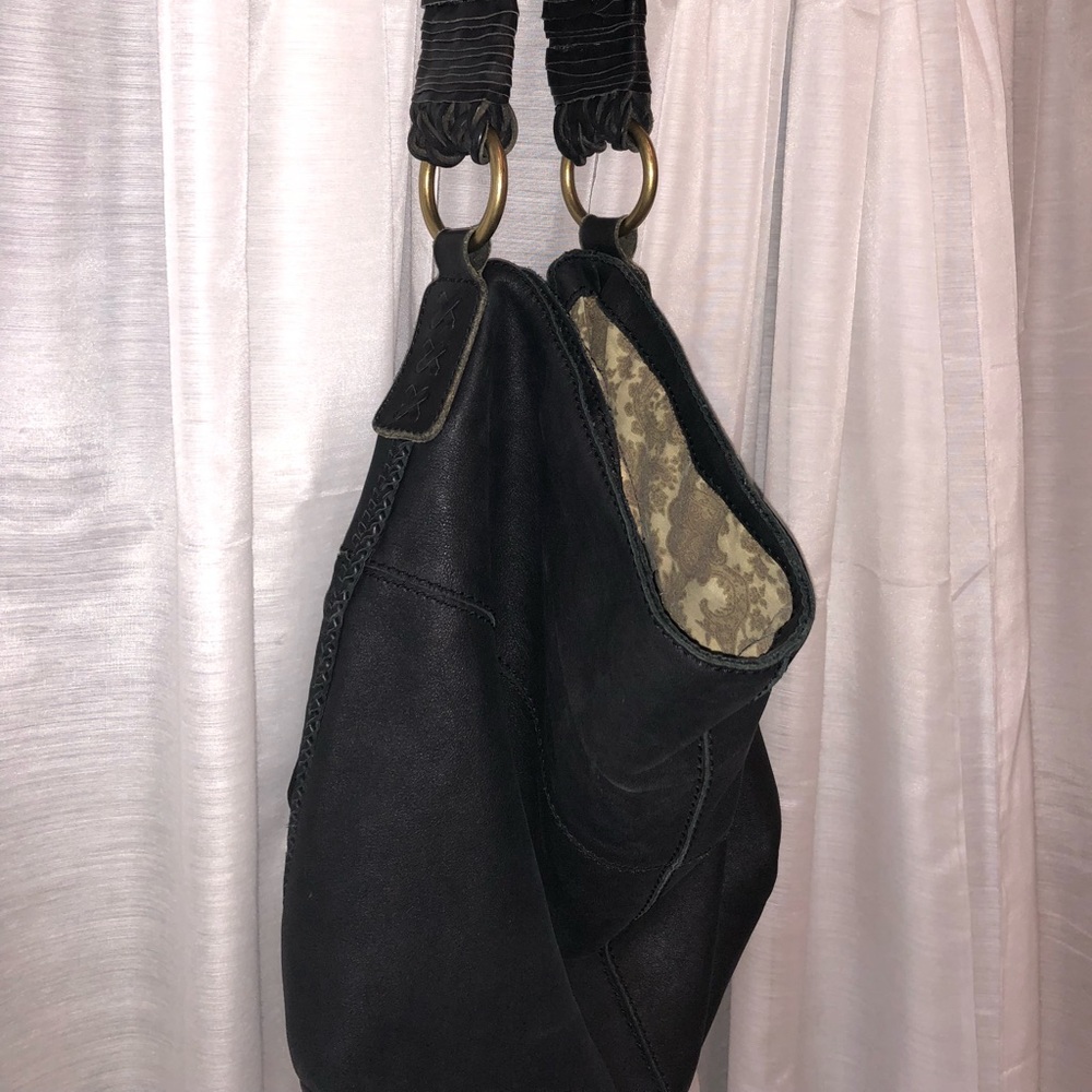 LUCKY BRAND BLACK HOBO BRAIDED HANDLE